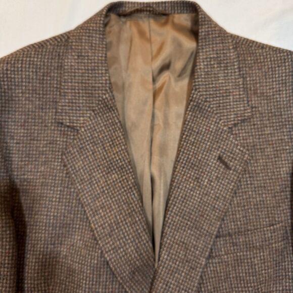 Tweed - Arnie 46R Wool Sport Coat Brown USA Made Single Vent Classic Blazer - Picture 11 of 16